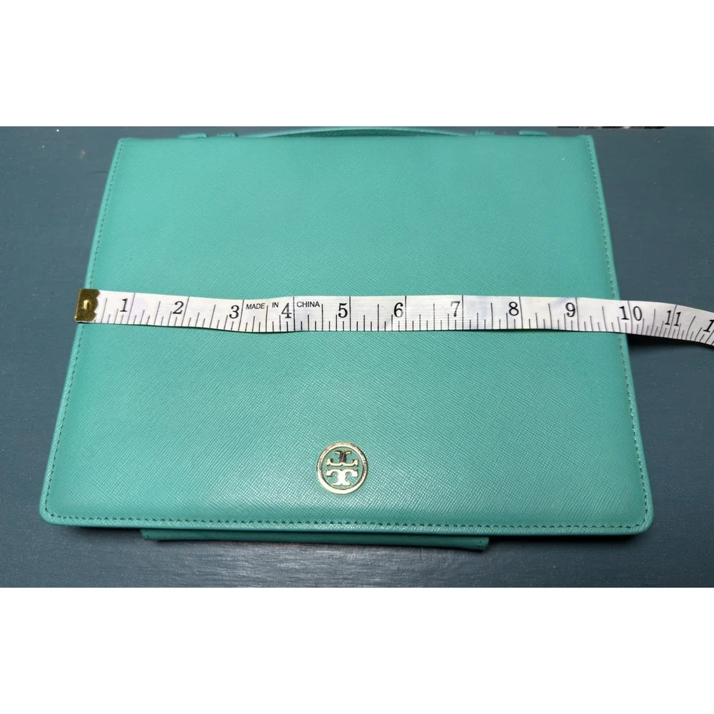 Tory Burch Saffiano Leather iPad Tablet Case Folio Turquoise Teal w/ Handle